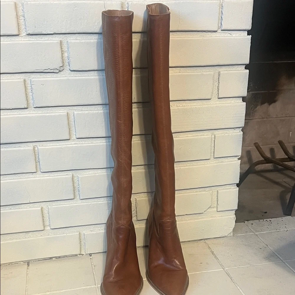 Brown Leather Knee-High Boots Lucky Brand SZ10